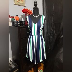 BCX Women's Sleeveless Mini Dress Stripe Multicolor Green Blue White Size 3